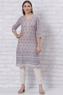 Peach Straight Kurta image number 3